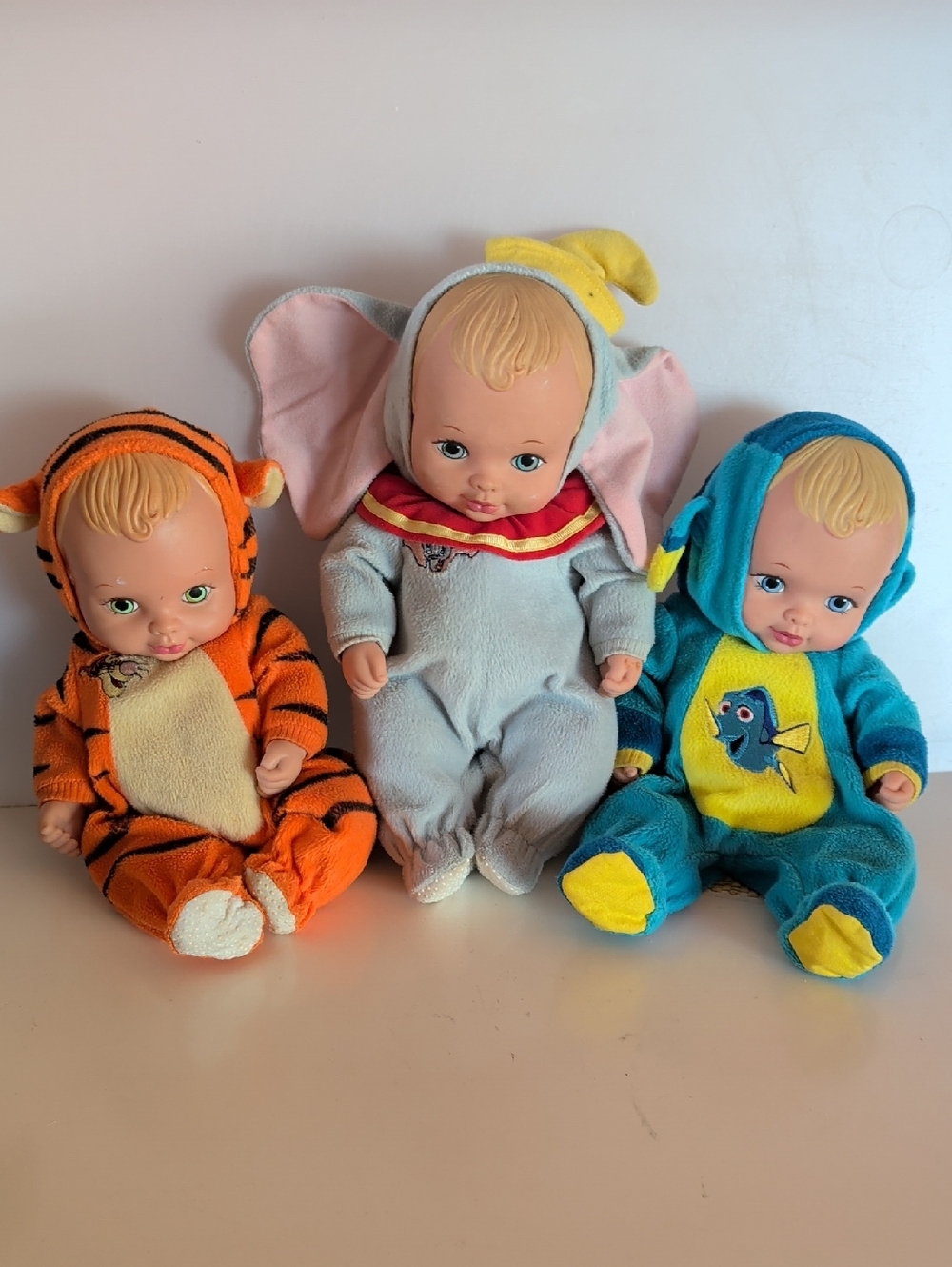 VTG. 3 Toys Babies Water Dolls. Featuring Disney Characters Costumes.